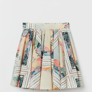 Floral Print Pleated Skirt